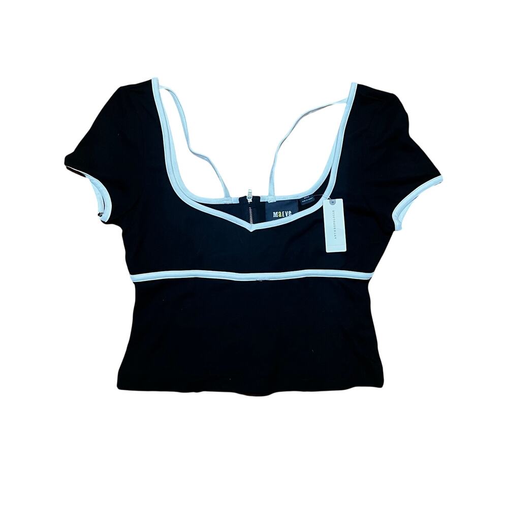 Maeve Anthropologie Sweetheart Ponte Top Black White NWT (some thread pulls) | M - Picture 3 of 8